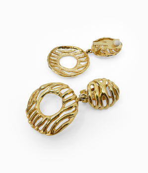 Vintage 1990's Gold Tone Wavy Earrings