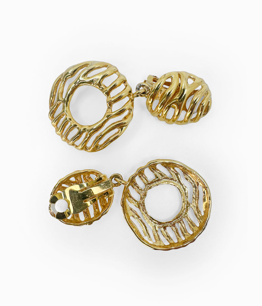 Vintage 1990's Gold Tone Wavy Earrings