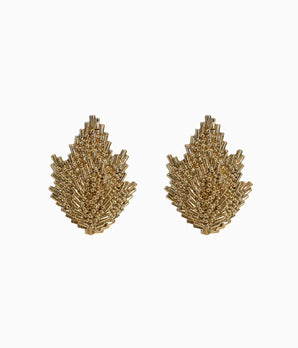 Vintage 1980's Gold Tone Leaf Button Earring (NOS)
