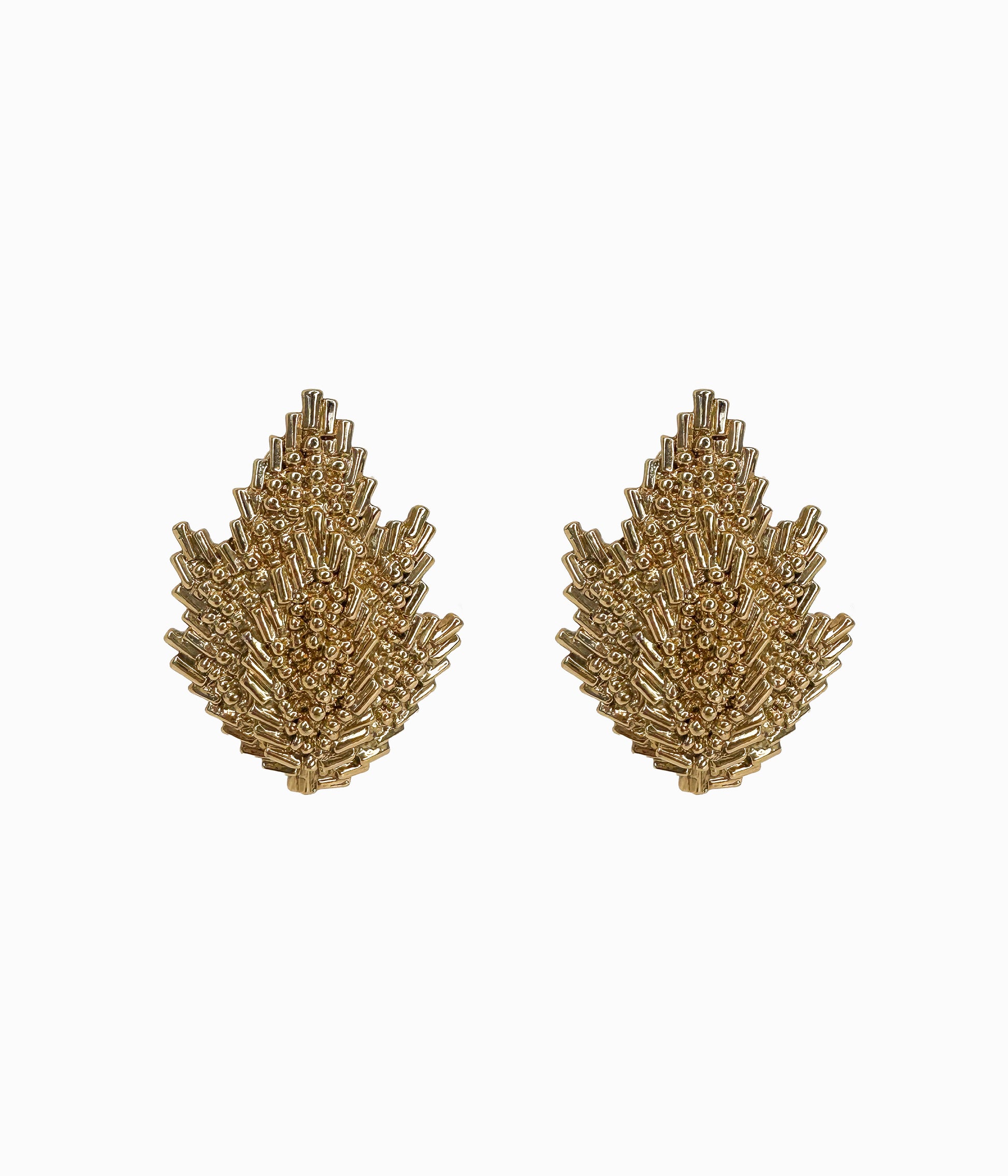 Vintage 1980's Gold Tone Leaf Button Earring (NOS)