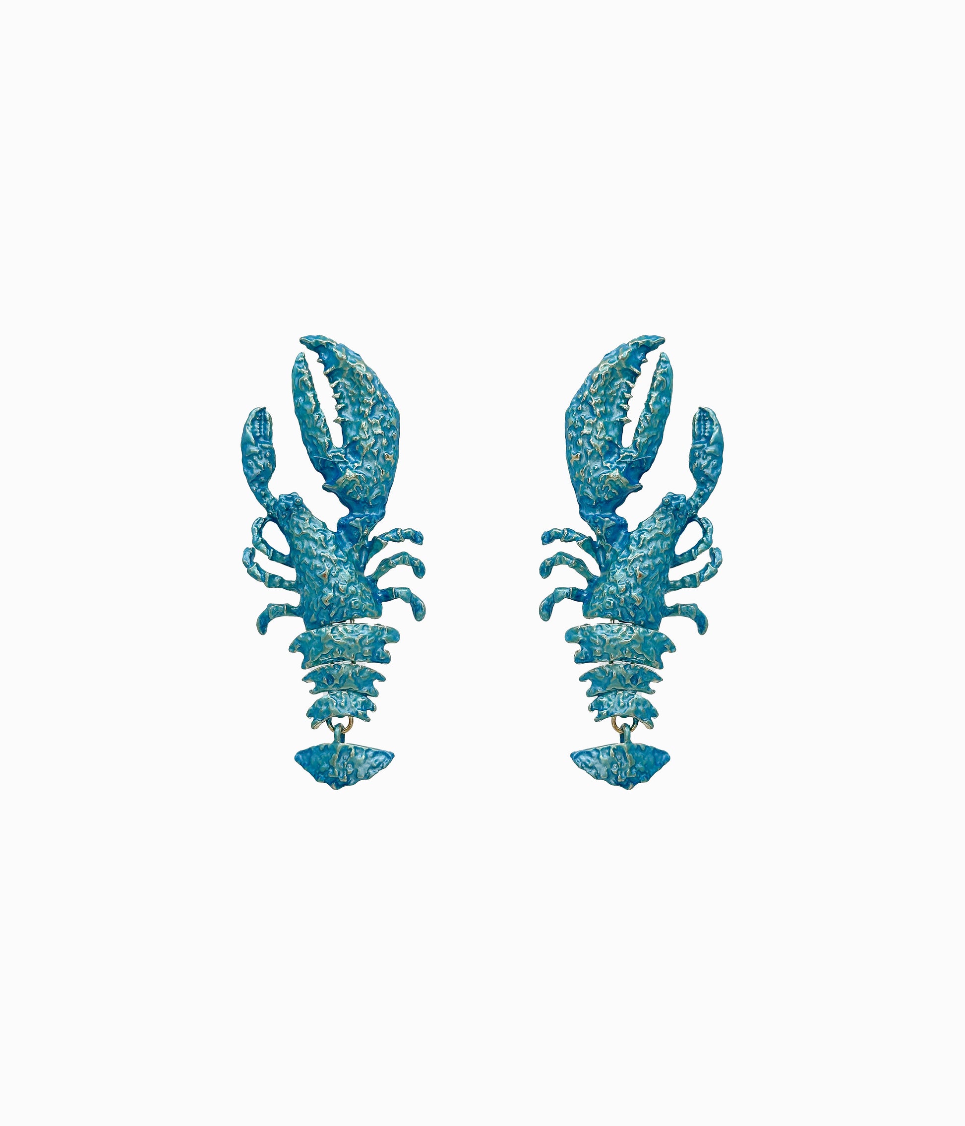 Vintage Shimmery Blue Lobster Earrings
