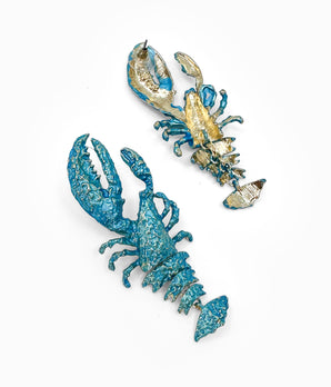 Vintage Shimmery Blue Lobster Earrings