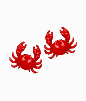 Vintage Glossy Red Crab Earrings