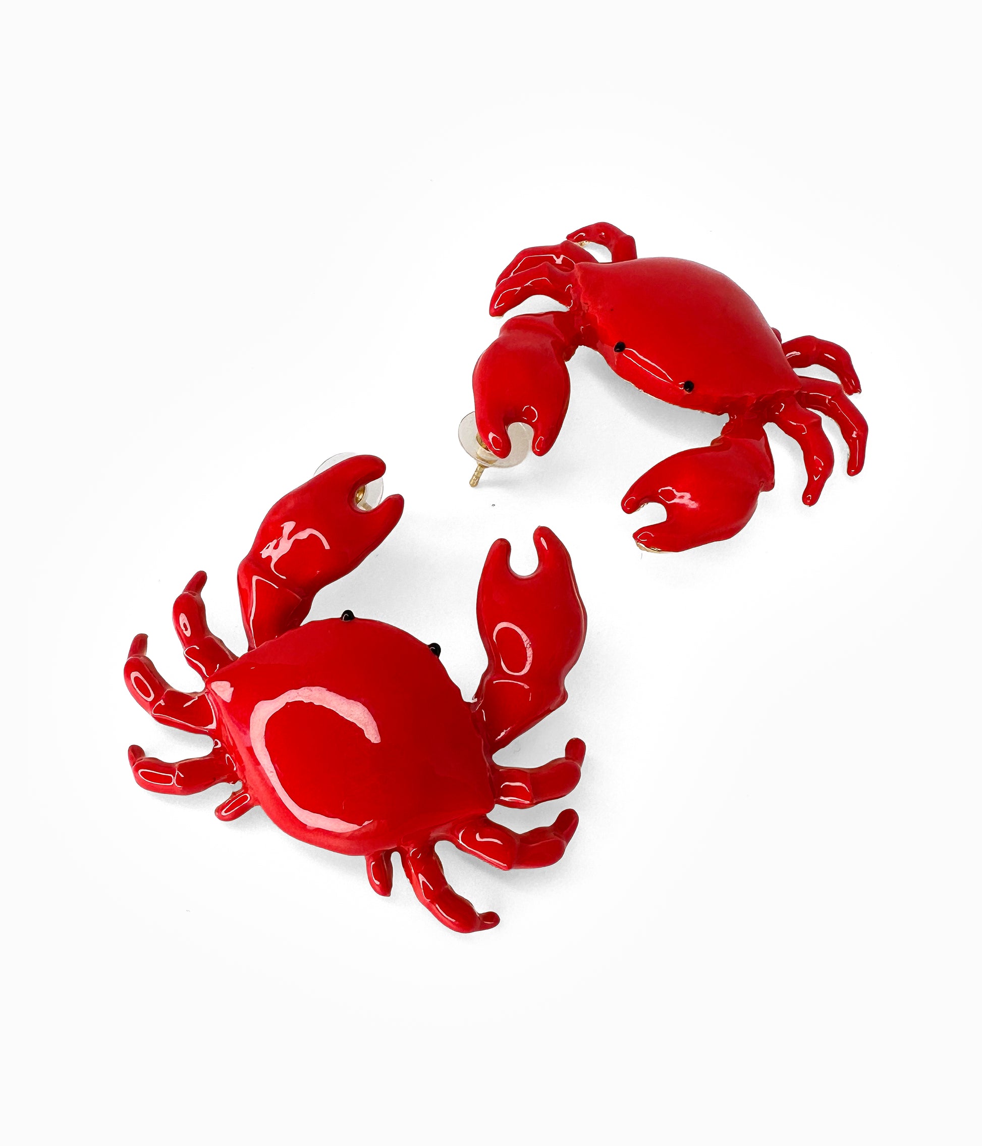 Vintage Glossy Red Crab Earrings