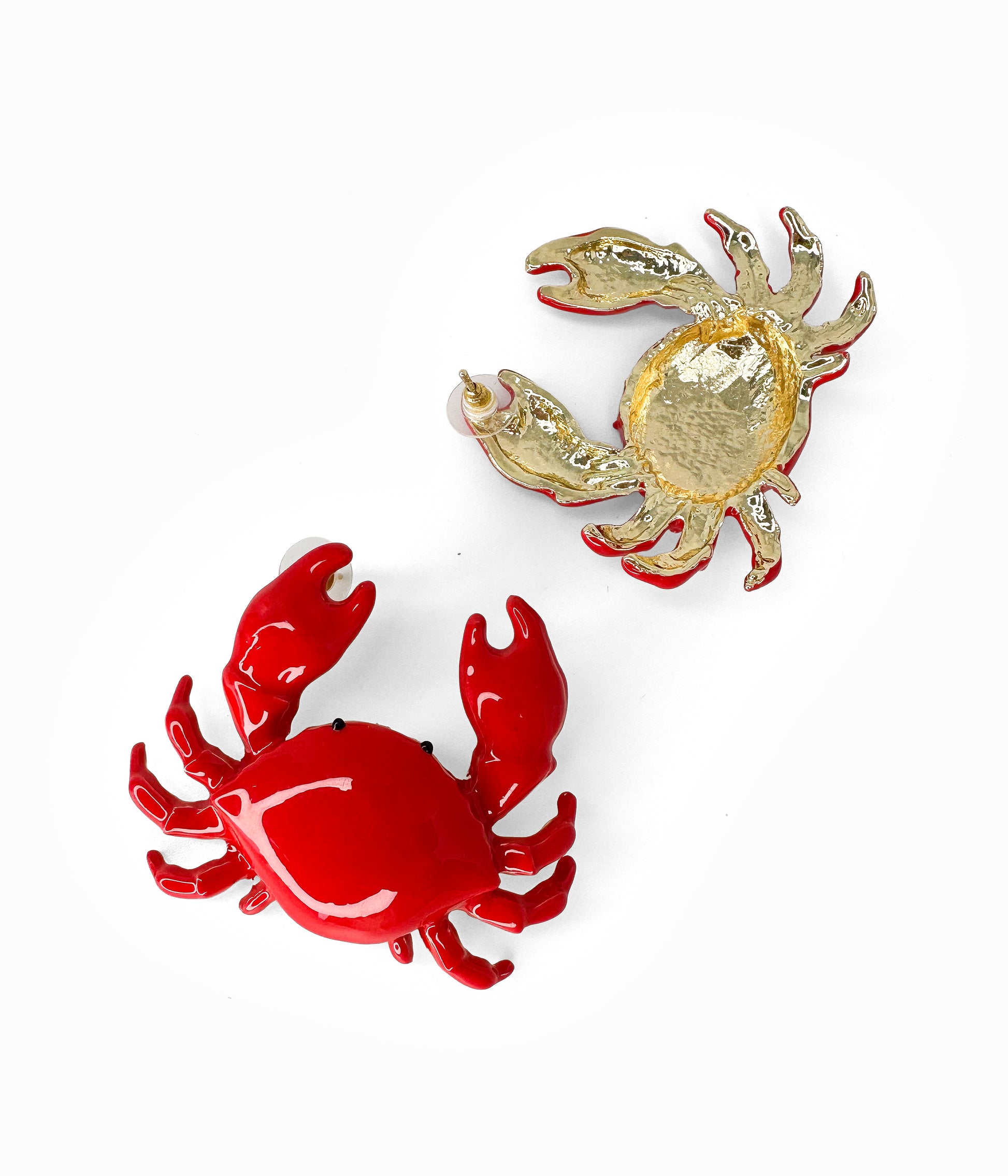 Vintage Glossy Red Crab Earrings