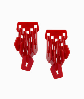 Vintage 80's Red Acrylic Chain Chandelier Earrings