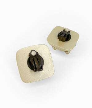 Vintage 70's Lucite Base Earrings with Faux Pearls & Silver Tone Metal Studs