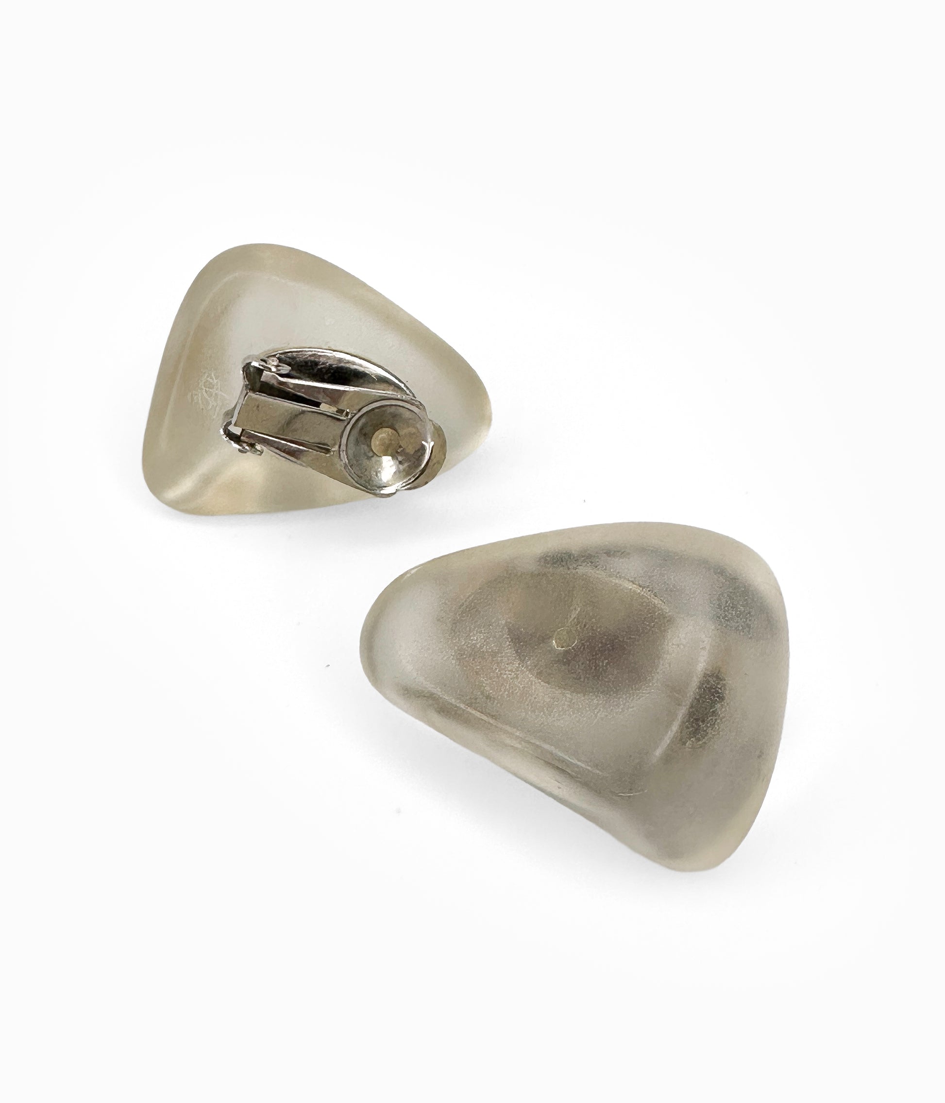 90's Vintage Frosted Triangular Lucite Earrings