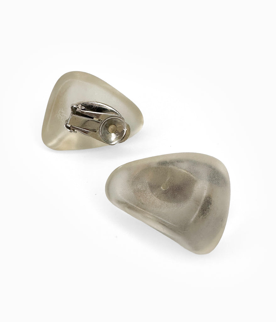 90's Vintage Frosted Triangular Lucite Earrings