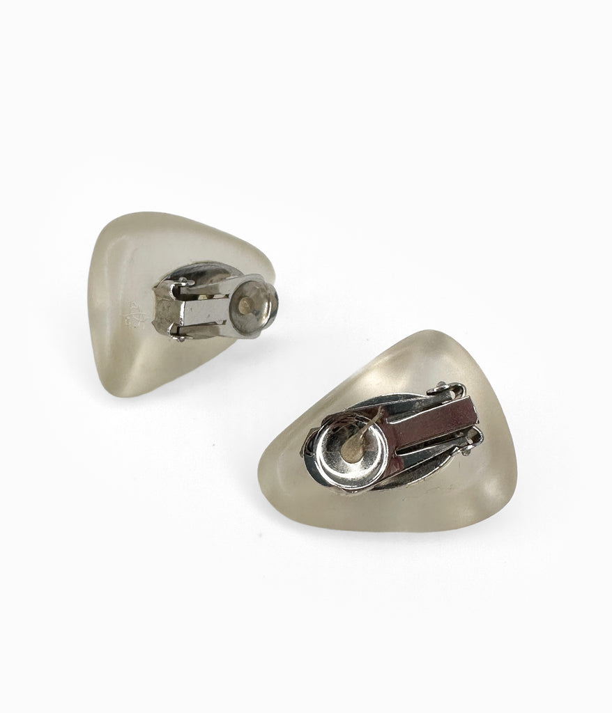 90's Vintage Frosted Triangular Lucite Earrings