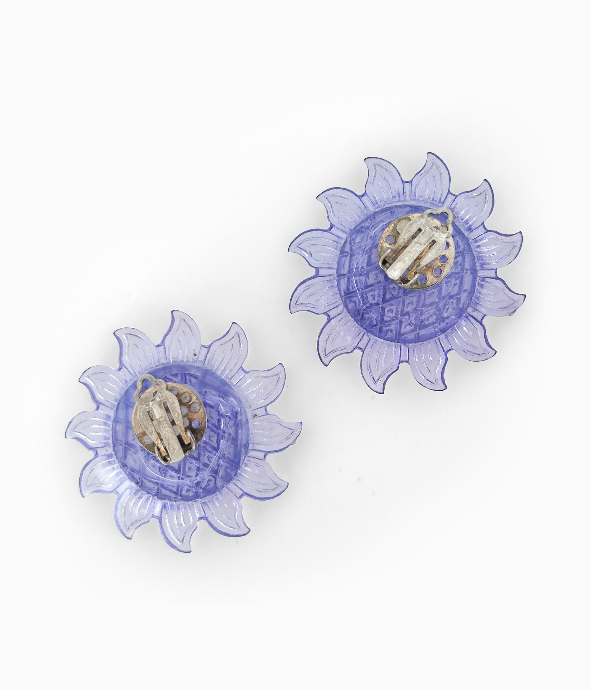 Vintage Transparent Blue Acrylic Sunflower Earrings