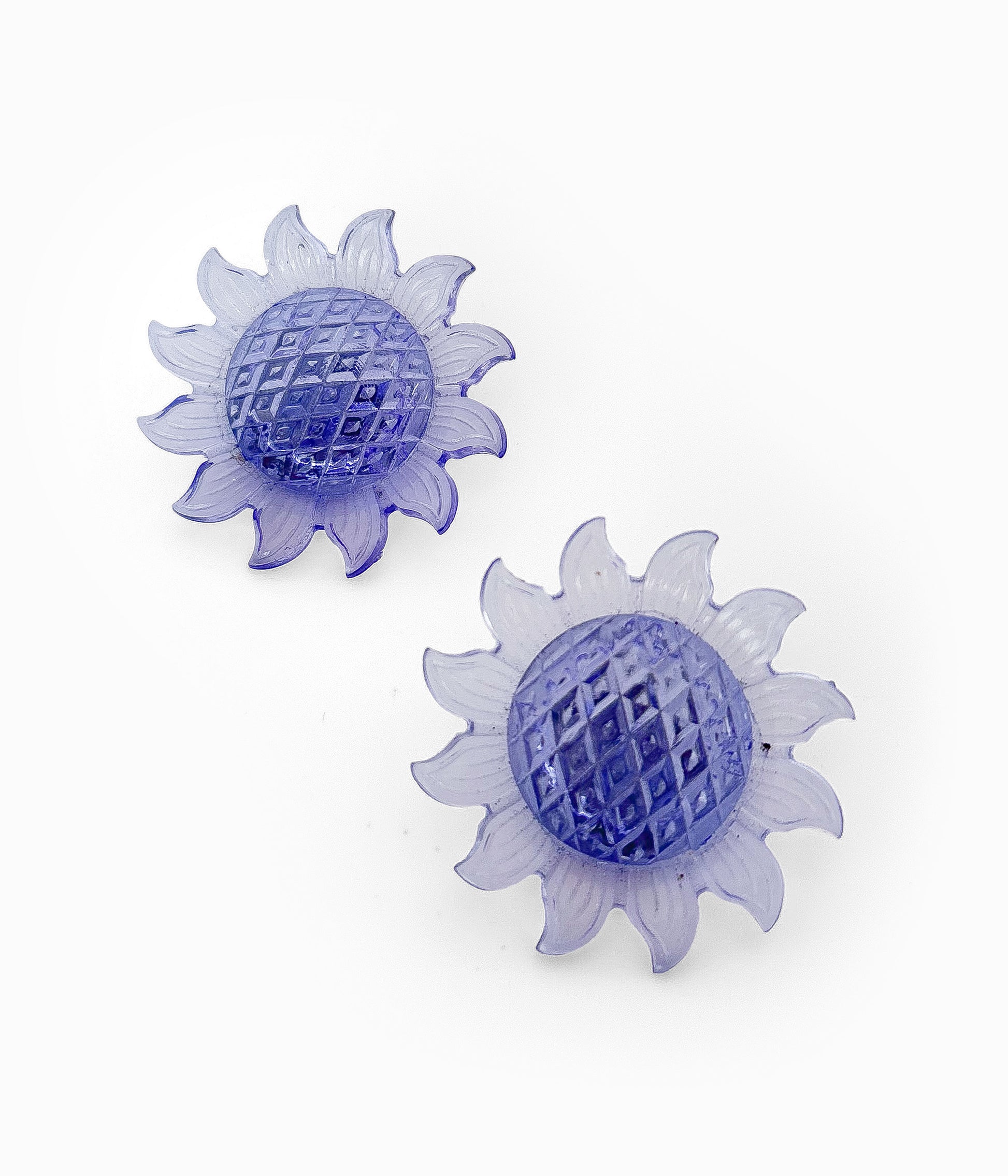 Vintage Transparent Blue Acrylic Sunflower Earrings
