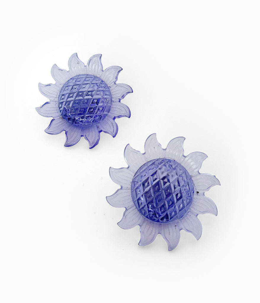 Vintage Transparent Blue Acrylic Sunflower Earrings