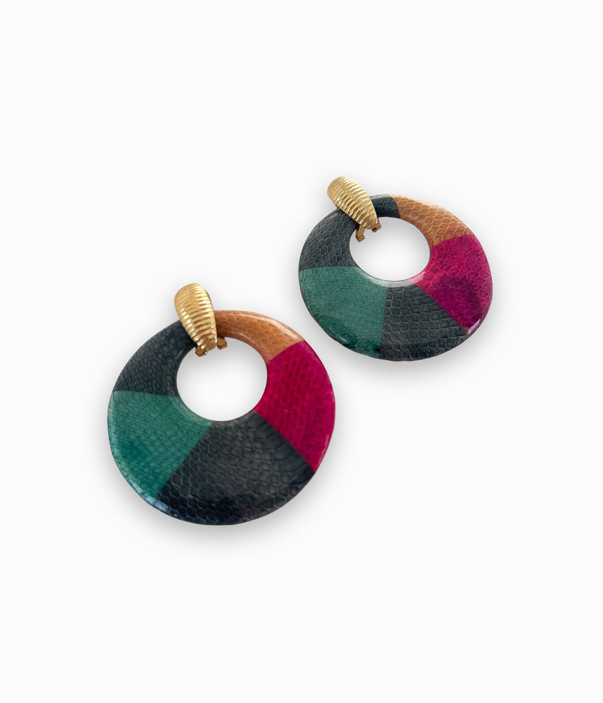 Snake Skin Patchwork Earrings
