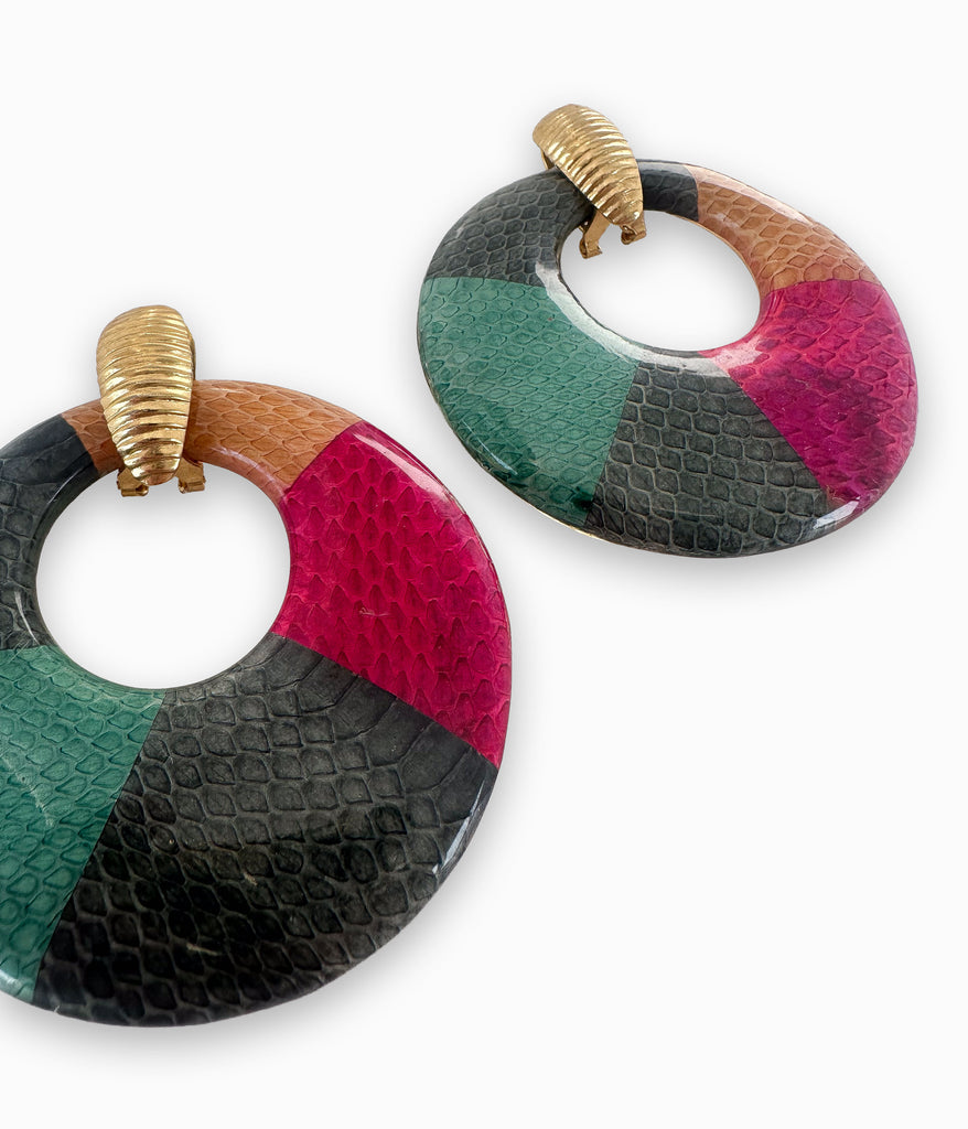 Snake Skin Patchwork Earrings