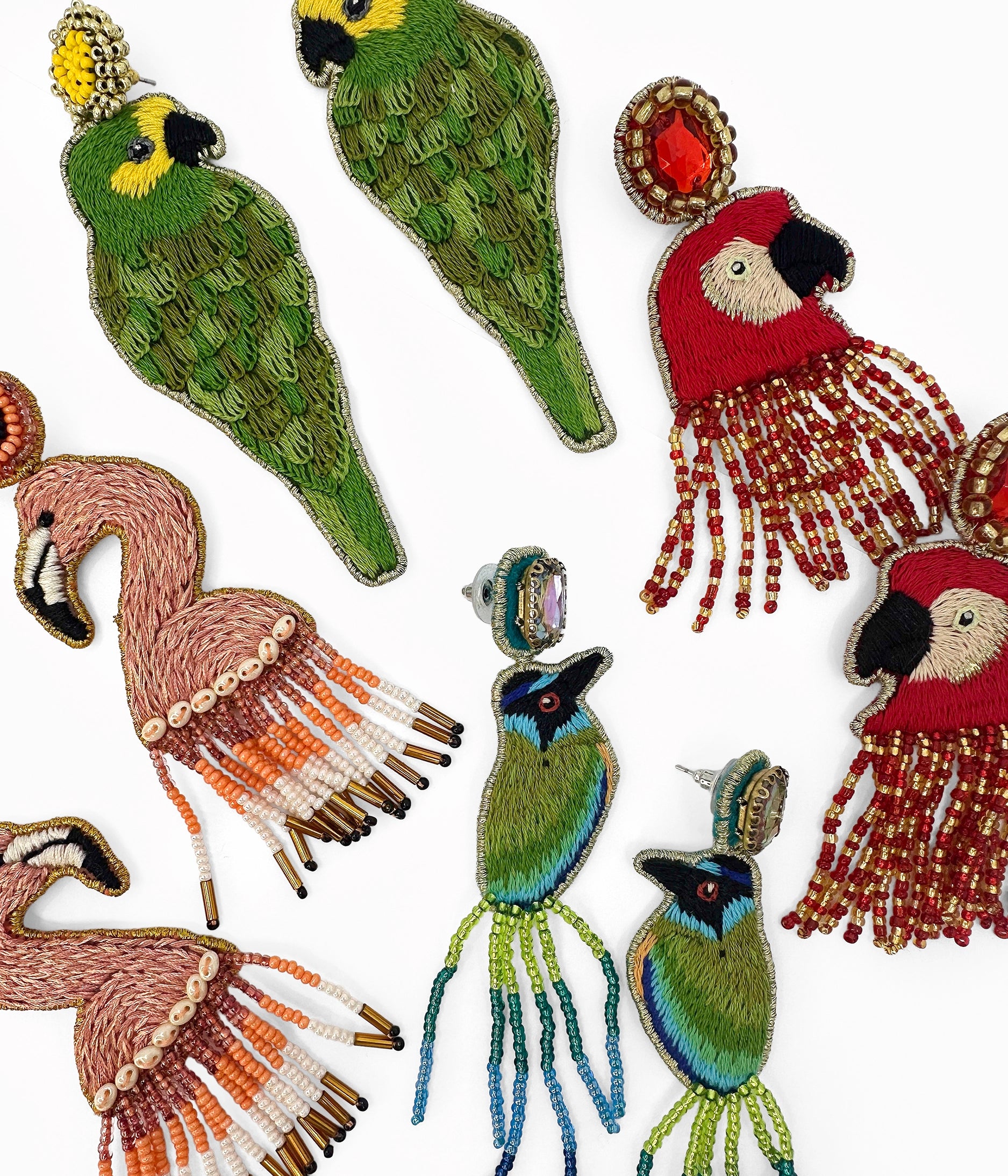 Beaded Red Parrot Earrings