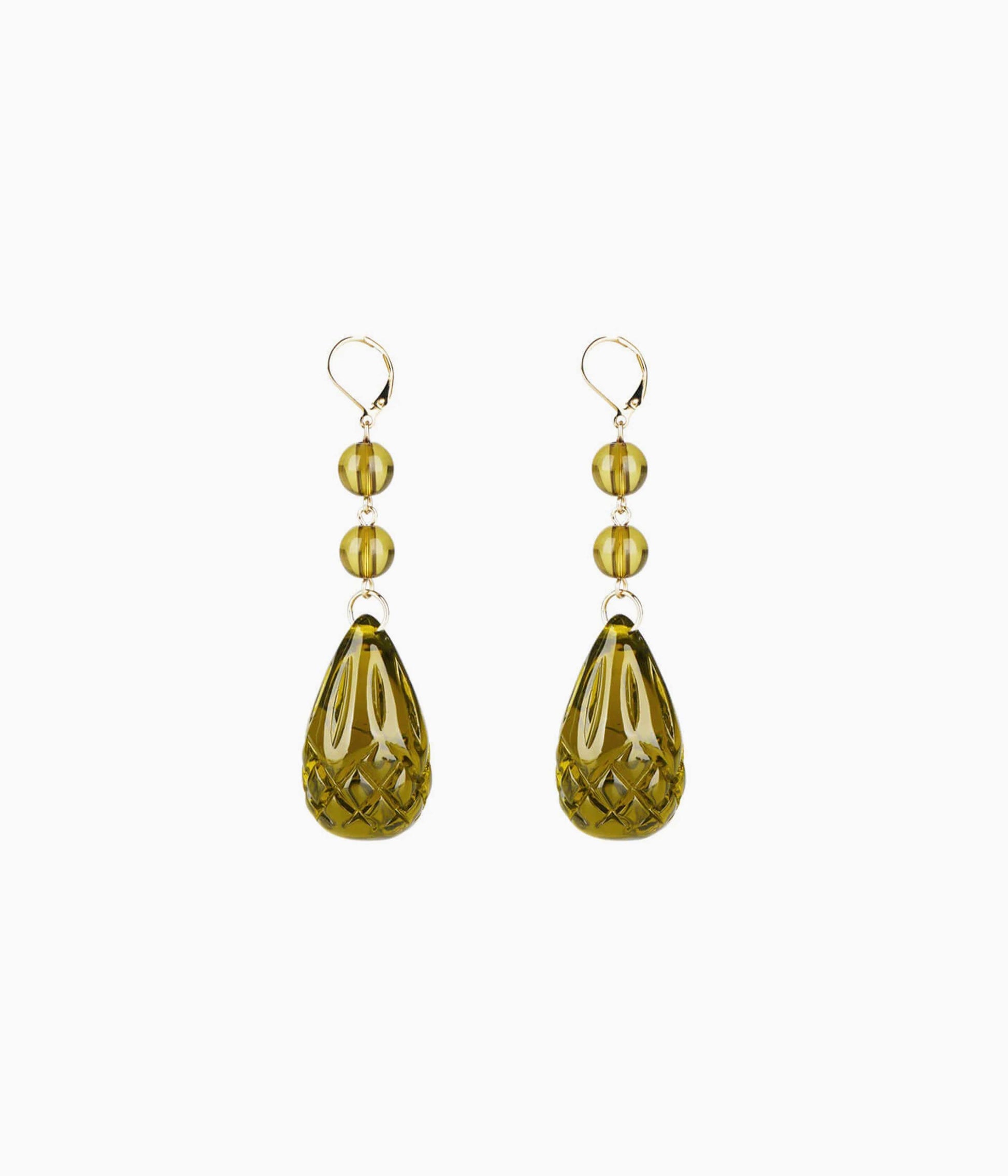 Tear Drop Earrings in Olive