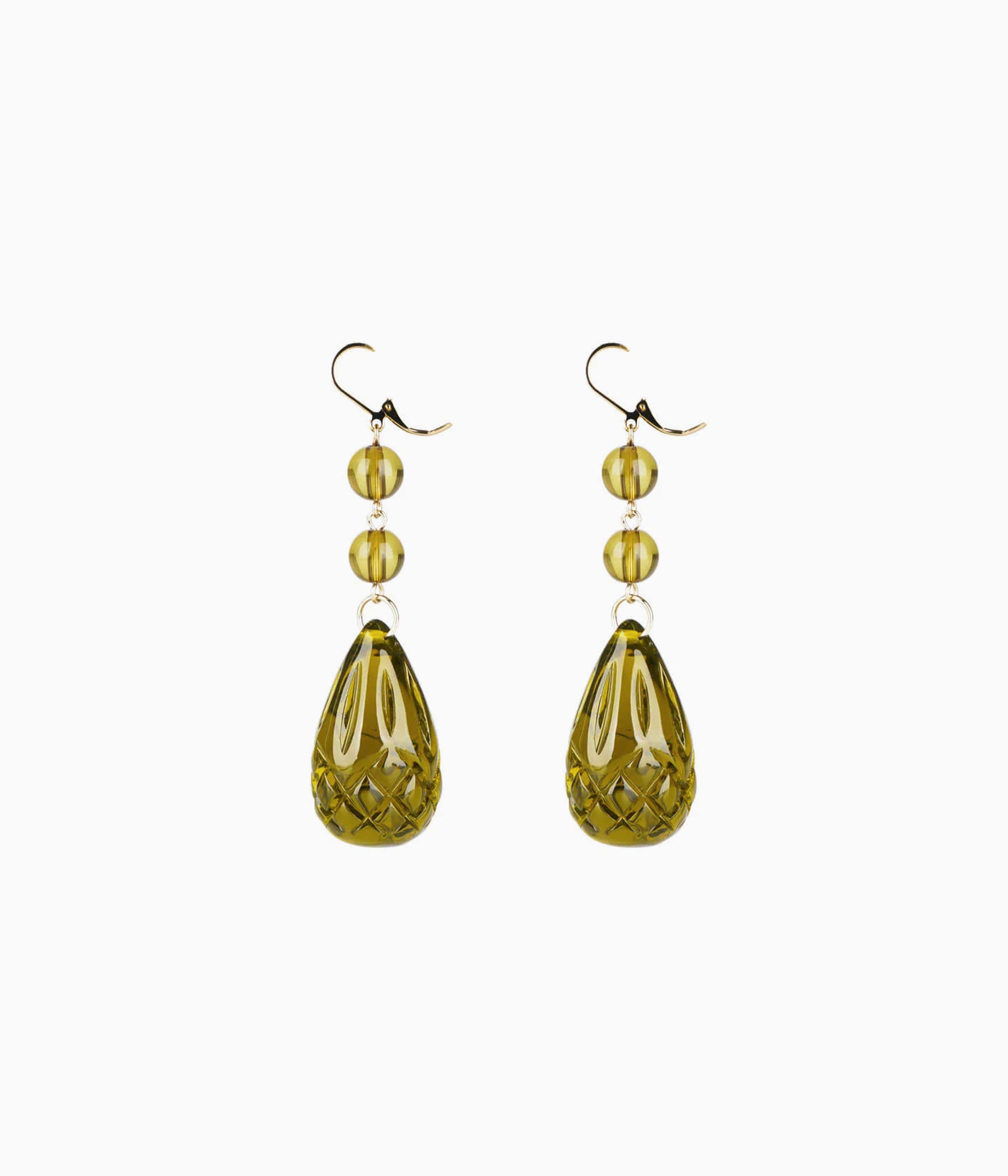 Tear Drop Earrings in Olive