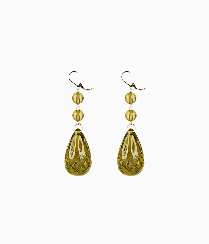 Tear Drop Earrings in Olive