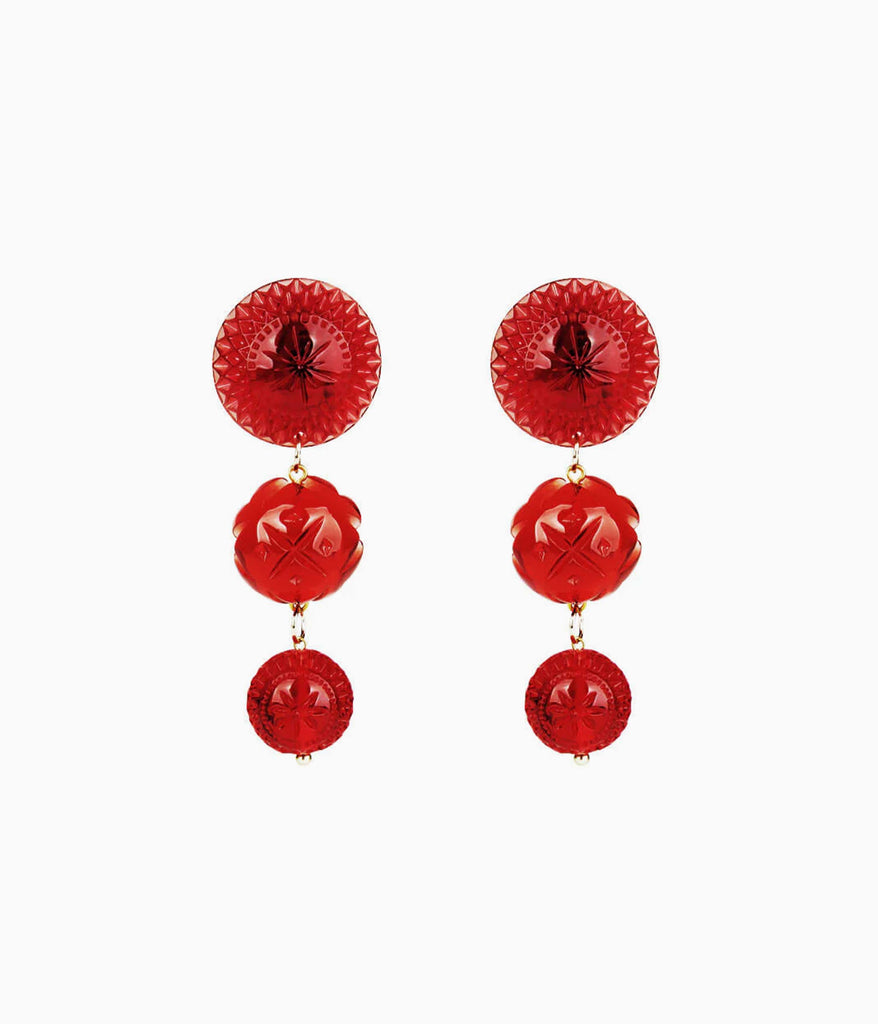 Heirloom Drop Earrings in Red