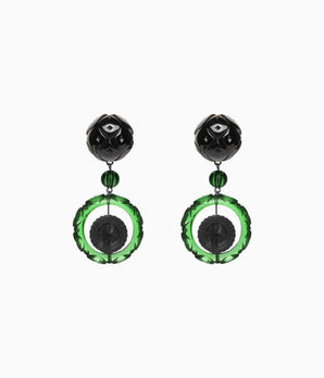 Queen Drop Earrings in Black & Green