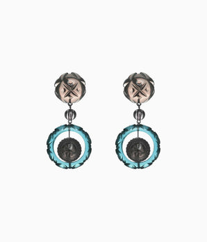 Queen Drop Earrings in Grey & Indigo