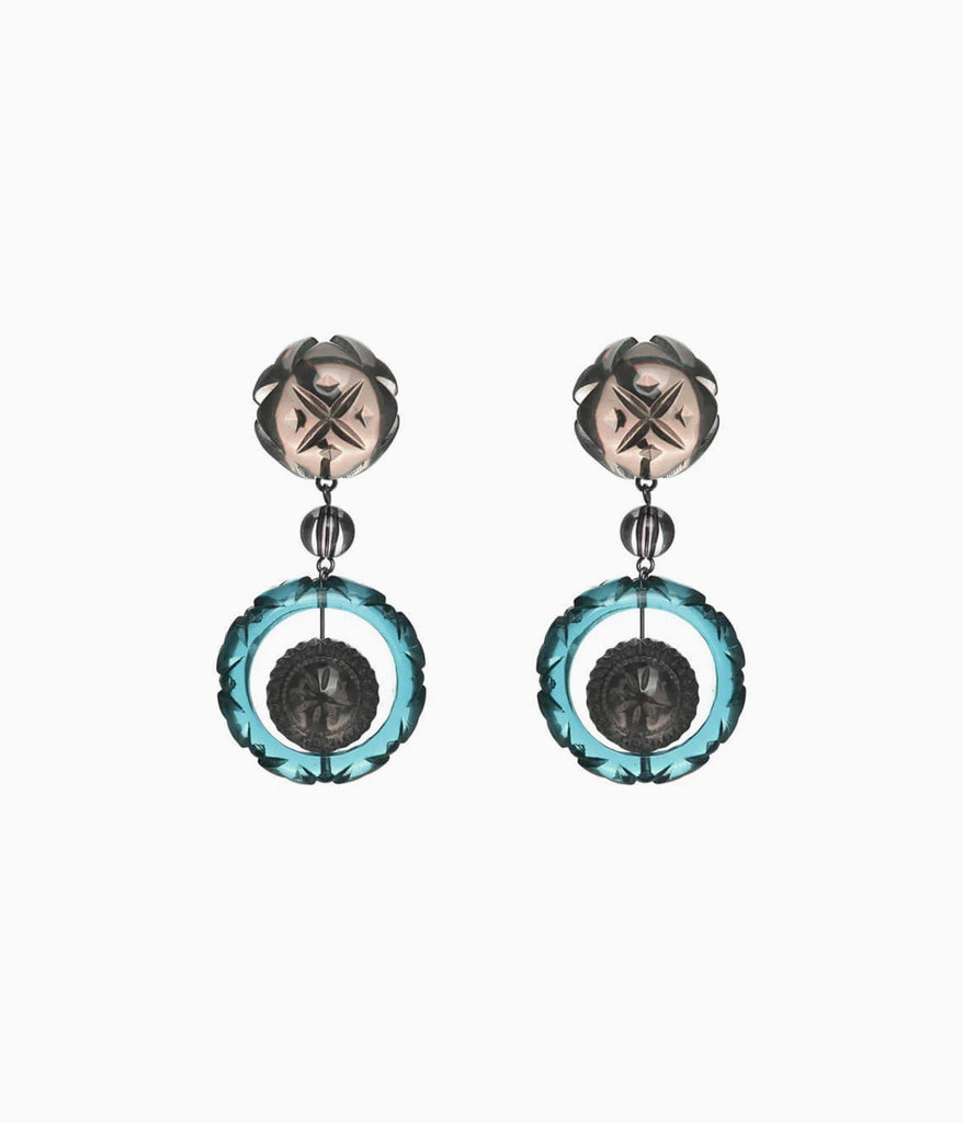 Queen Drop Earrings in Grey & Indigo