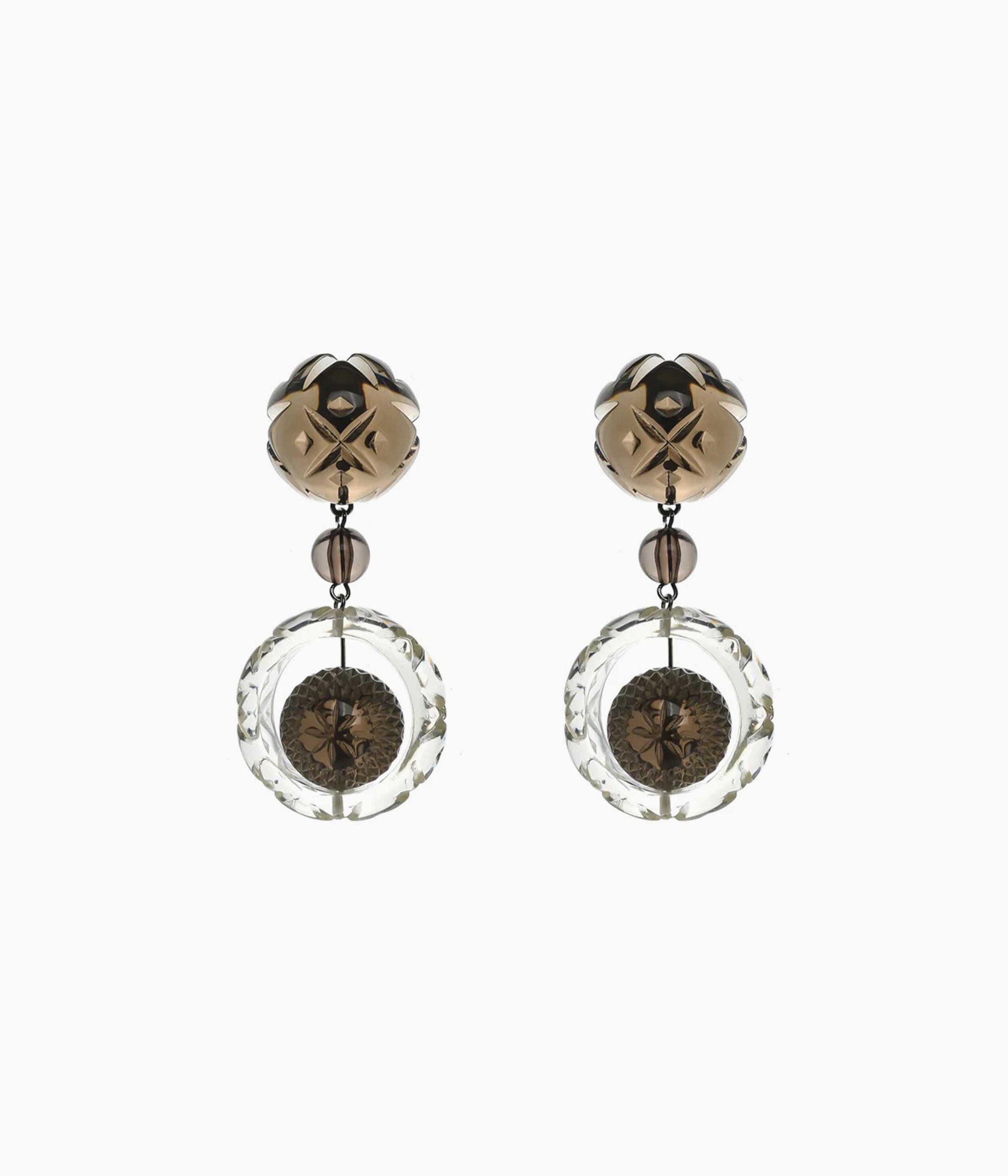 Queen Drop Earrings in Grey & Clear