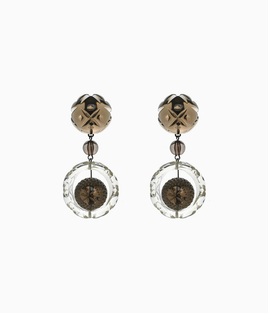Queen Drop Earrings in Grey & Clear