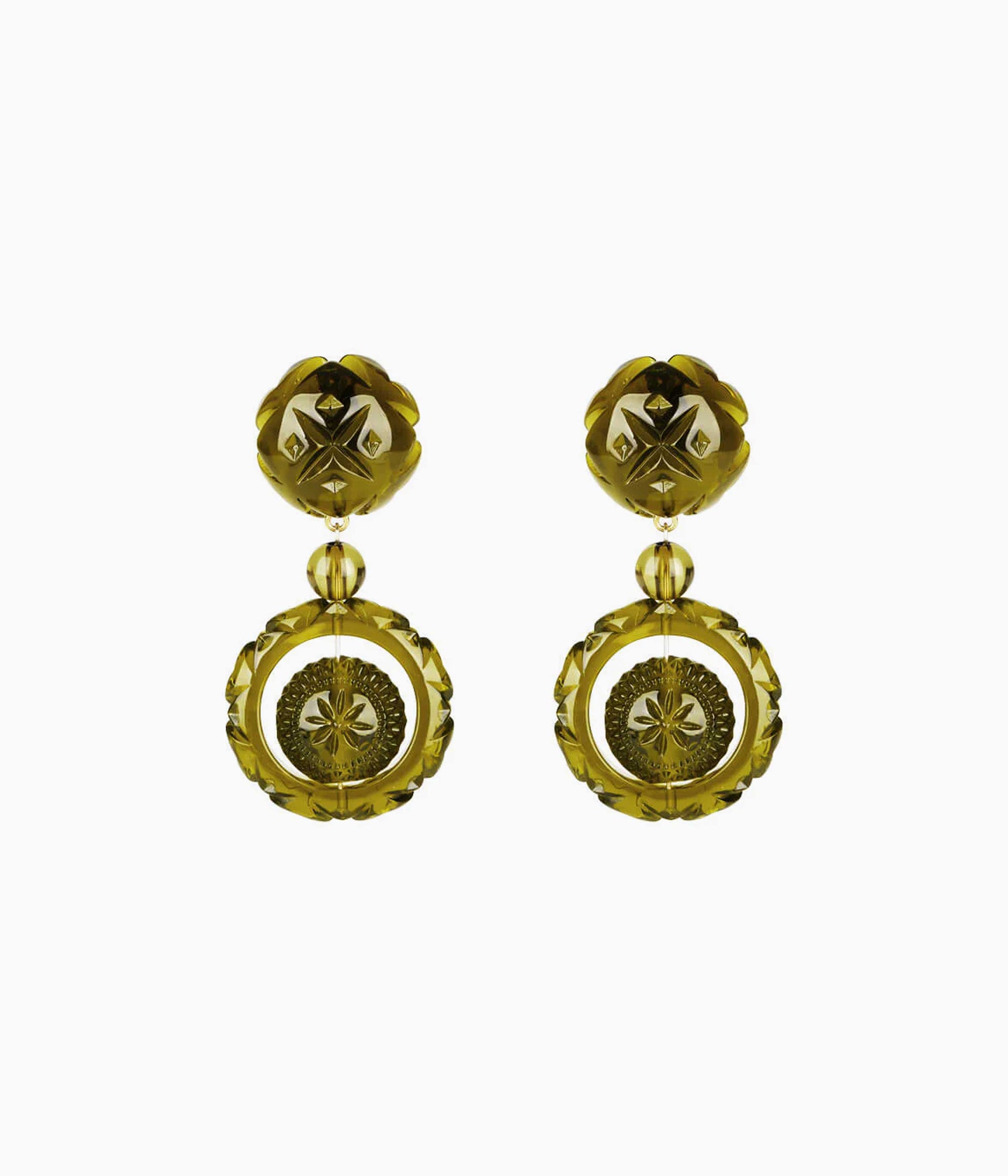 Queen Drop Earrings in Olive