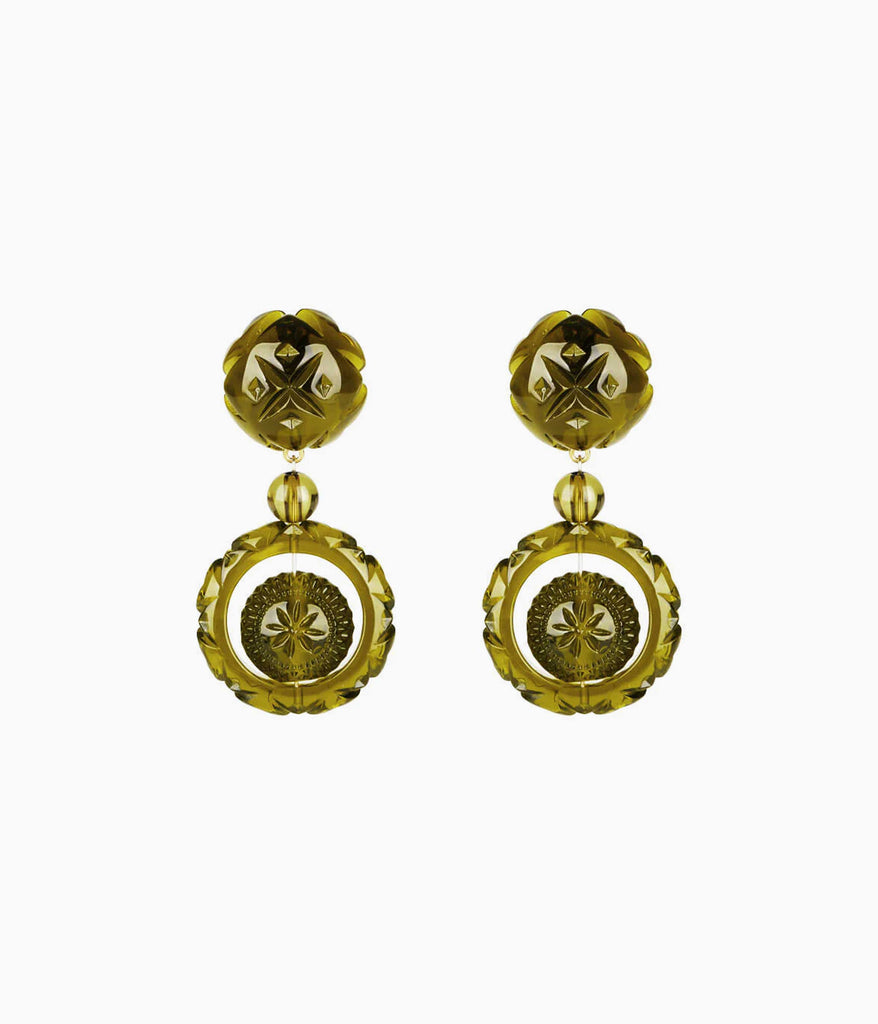 Queen Drop Earrings in Olive