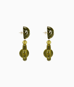 Queen Drop Earrings in Black & Green