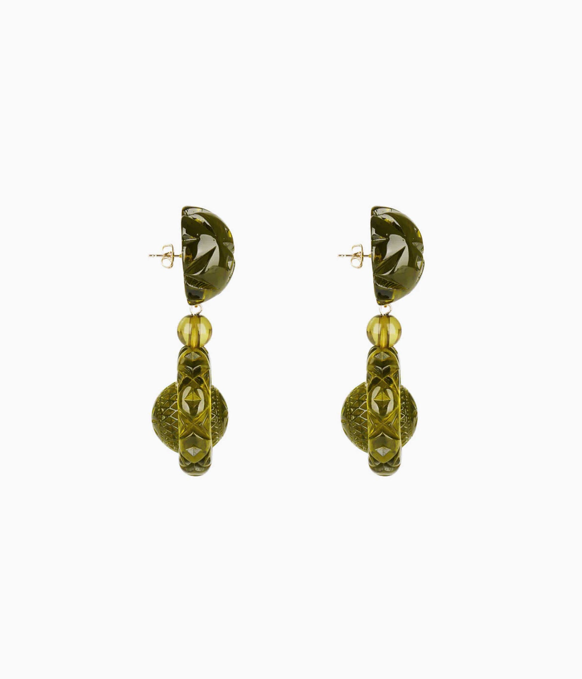 Queen Drop Earrings in Black & Green