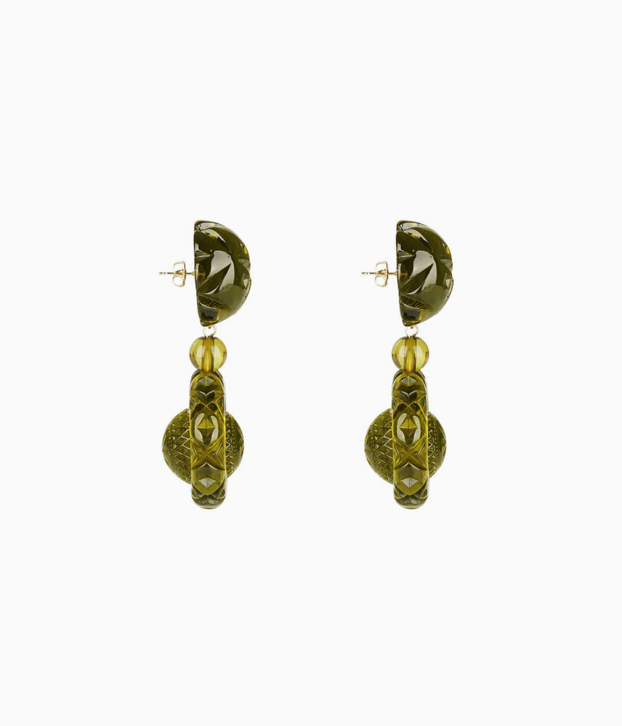 Queen Drop Earrings in Olive
