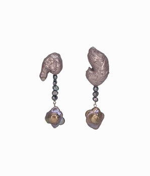 Flower Pearl Dangle Earrings