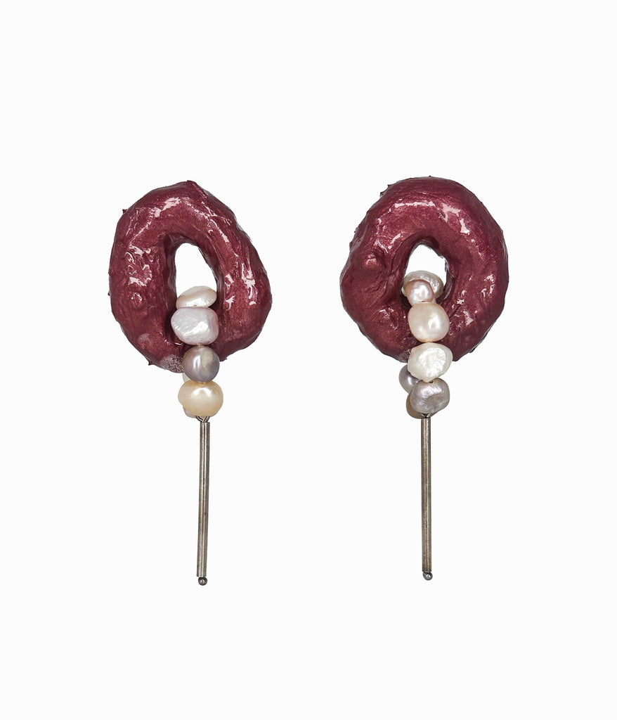 Donut Pearl Dangle Earrings