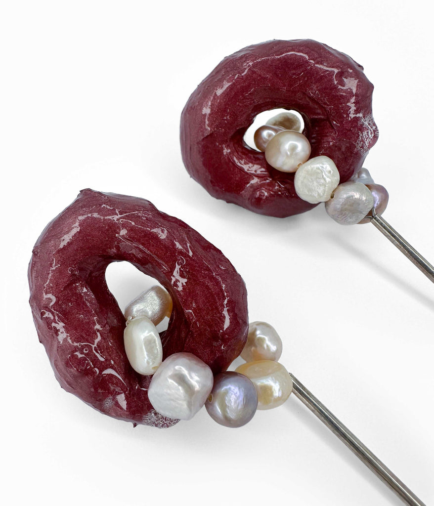 Donut Pearl Dangle Earrings