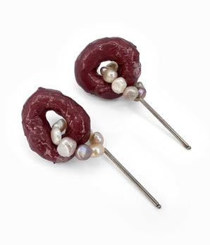 Donut Pearl Dangle Earrings