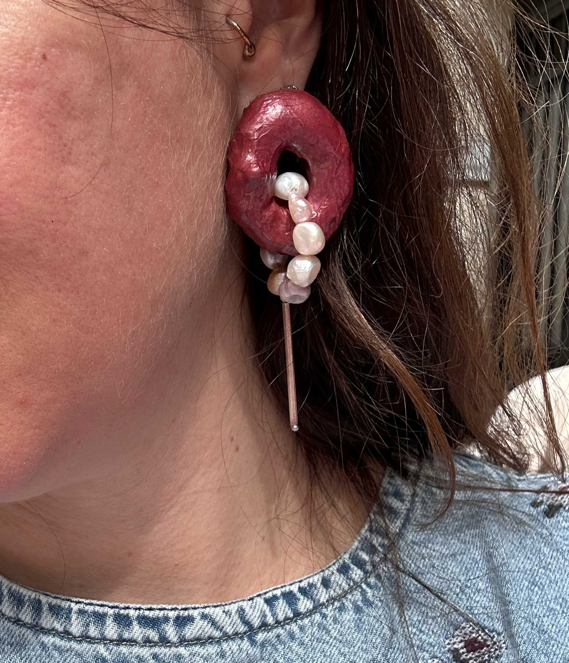 Donut Pearl Dangle Earrings