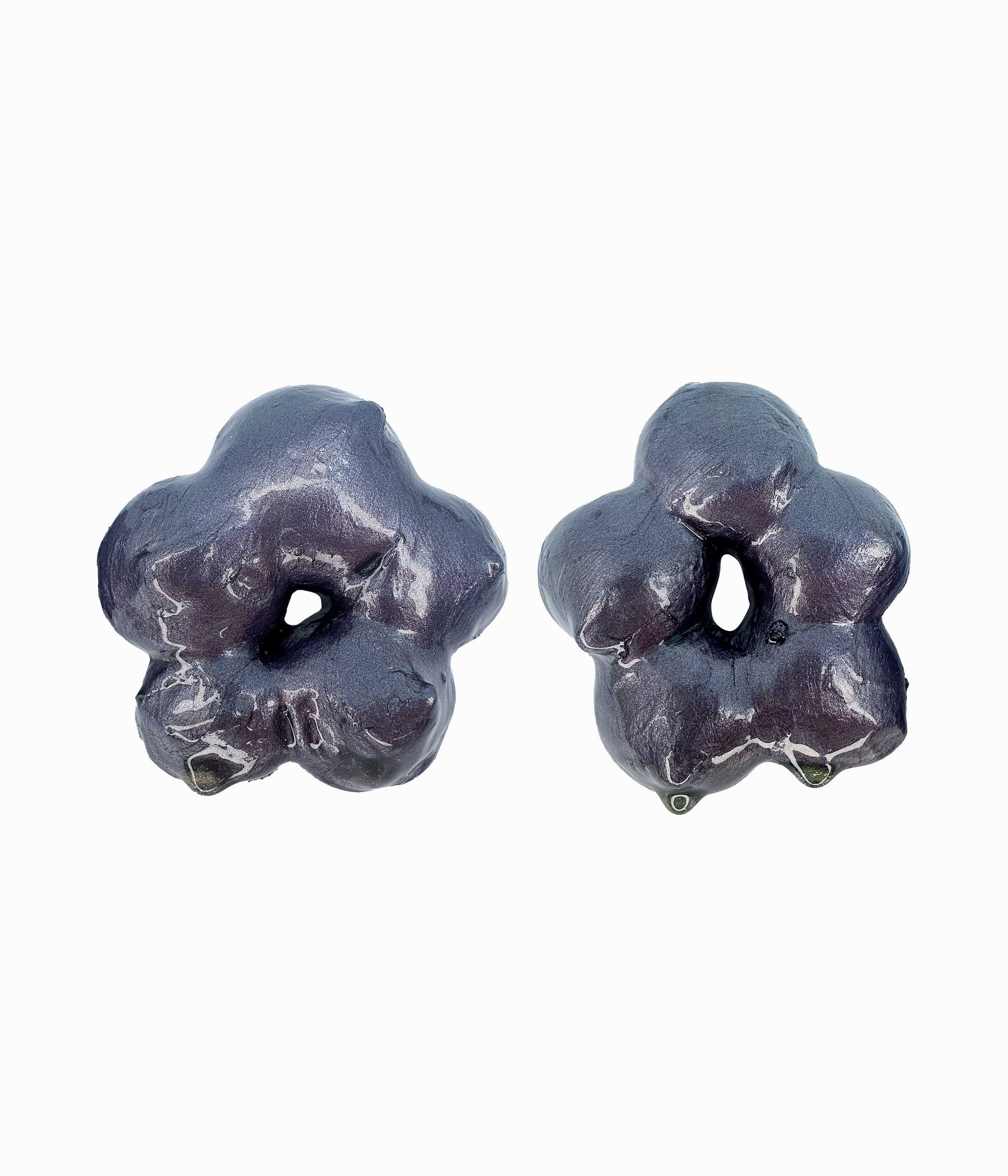 Charcoal Nugget Fleurs Earrings