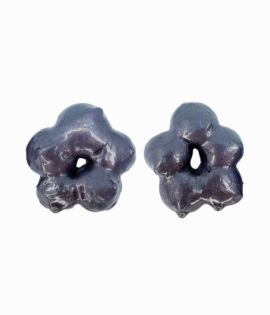 Charcoal Nugget Fleurs Earrings