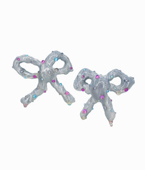 Glitzy Chalk Bows Earrings