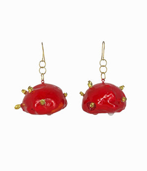 Red Goldy Glitzy Jellyfish Earrings