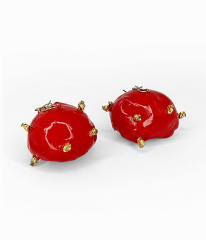 Red Goldy Glitzy Jellyfish Earrings
