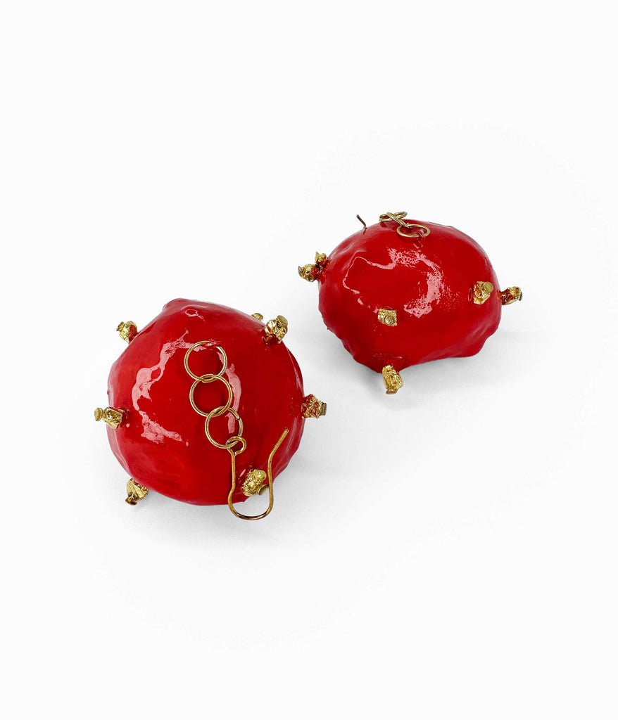 Red Goldy Glitzy Jellyfish Earrings
