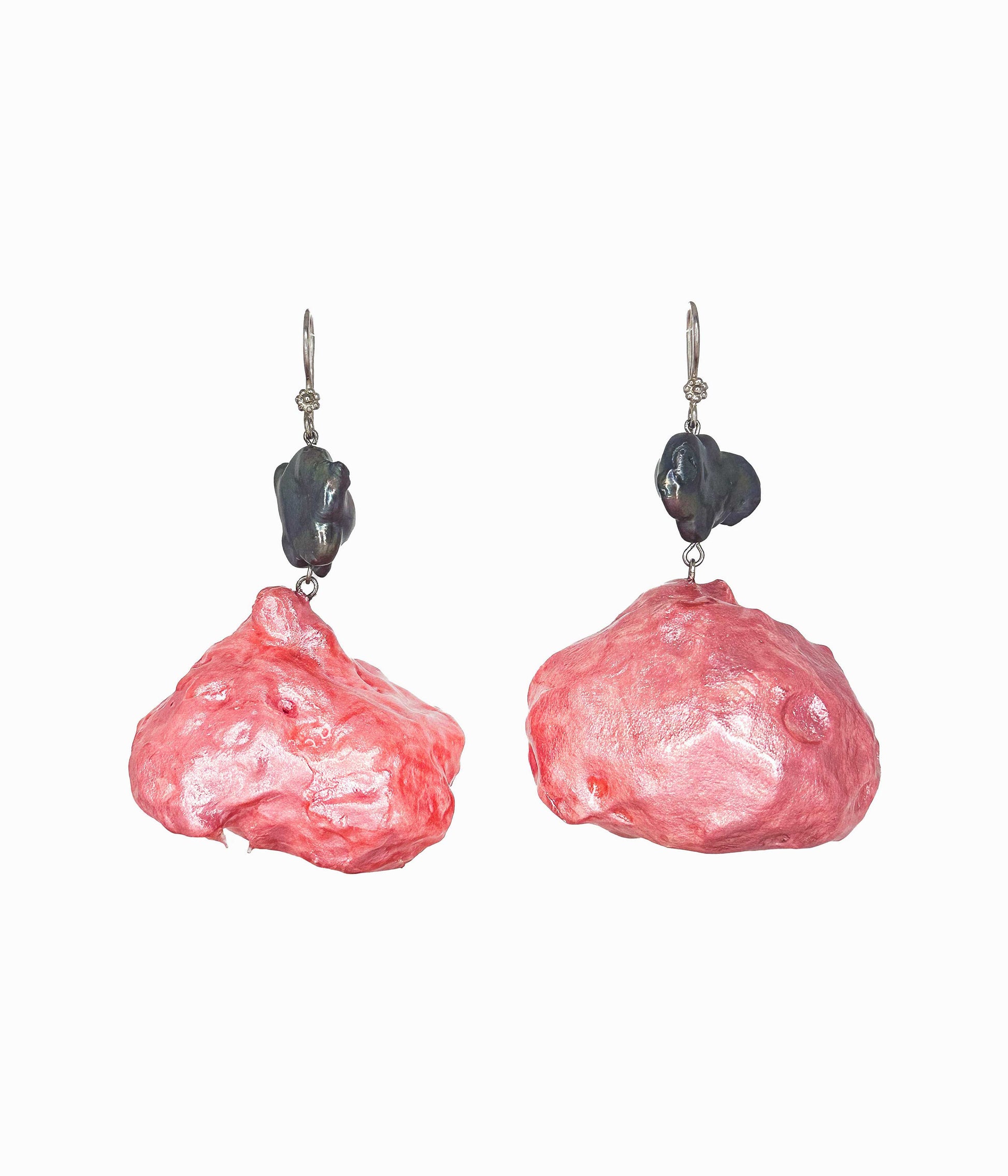 Pink Dangle Cloud Earrings