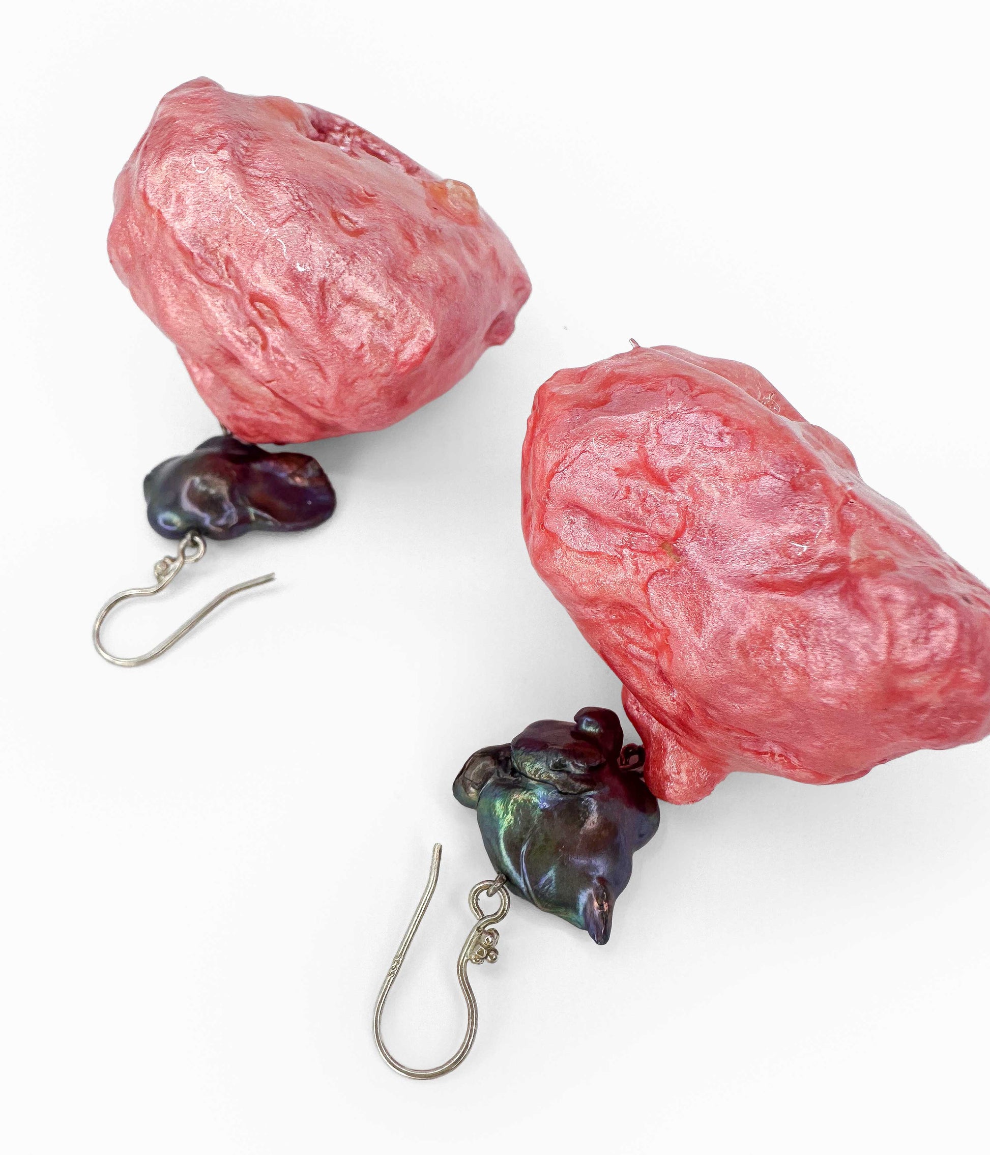 Pink Dangle Cloud Earrings